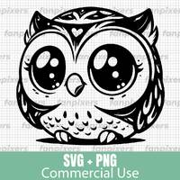 Cute Baby Owl SVG and PNG files for Cricut, Commercial Use, Digital Download, DIY Projects, Stickers