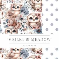 Floral Owls | Seamless Pattern | Instant Download | Printable Digital Paper | Surface Design | Subli
