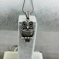 Real % 100 Silver Owl Pendant, Sterling Silver Owl Necklace, Men Silver Necklace, Handmade Jewerely,