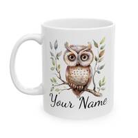 Personalized Owl Watercolor Mug Custom Owl Mug Personalized Gift Idea Ceramic Mug, 11oz
