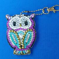 Owl Keyrings. Owl Keychains. Diamond Owl gift. Owl Bagtags.
