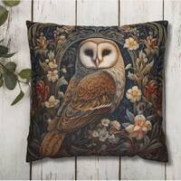 Owl Pillow Cover, William Morris-Inspired Throw Pillow Cover, Cottagecore Pillowcase, Woodland Theme