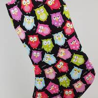 Birthday Stocking with Colorful Owls for Owls Lovers Kids and Adults