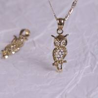 10K Gold Owl Pendant, Animal Pendant, Necklace, Gift For Kids, Gift For Mom, Gift For Girlfriend