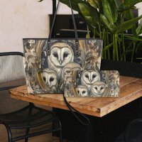 Vintage Owls Dark Cottagecore Black Shoulder Bag, forest owl women purse, vegan leather strap bag, d