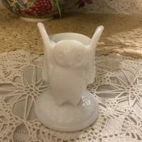 Vintage Westmorland Milk Glass Owl Toothpick Holder