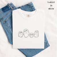 Charming Owl Border Embroidered T-shirt | Unisex Tee | Comfort Colors | Embroidered Tee | Crew Neck 