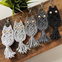 Macrame Owl Keychain / handmade / owl keyring / bag accessories / boho / gift / macrame / teacher gi