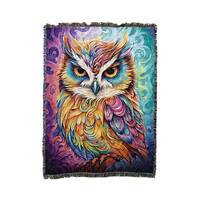 Fantasy Owl - Wumples - Cotton Woven Blanket Throw - Made in The USA (72x54)