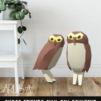 Shoco Owl 3D Papercraft. You get PDF digital file template and instruction for this diy paper decora