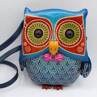 Genuine Leather owl purse cross body