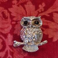sweet little silver coloured owl brooch