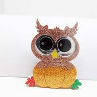 Adorable Acrylic Owl in Pumpkin Halloween Autumn Fall Brooch Pin