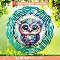 Quirky Owl Wind Spinner Sublimation Design (Digital Download)