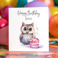 Owl Birthday Card Cute Personalised Custom Painting Animals Blank Card Set Card Pet Greeting Card Ow
