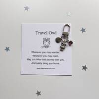 Travel owl, Wise owl keychain, graduation gift, personalised, owl bag charm, birthday gift idea for 