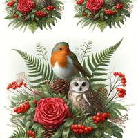 Red Robin & Owl Rice Paper for Decoupage: Red Roses A4 Sheet