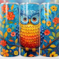 Night Owl Tumbler Wrap Cute Floral 20 oz Skinny Owl Sublimation Tumbler Design Flower Tumbler Png Di