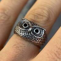 Sterling Silver Owl Signet Ring: Unique Nature-inspired Men's Jewelry, Engraved Promise Ring, Vi