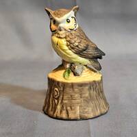 1970's Miniature Owl on Stump Bell