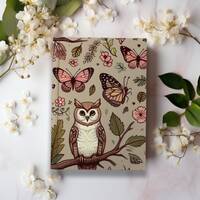 Owl Notebook, Owl Gift, Woodland Creatures Notebook, Hard Cover Journal, Lined Journal