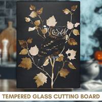 Owl Halloween Cutting Board, Owl Autumn Kitchen Decor, Tempered Glass, Cottagecore Hot Plate, Fall H