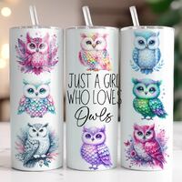 Owl Tumbler Wrap PNG 20 oz Skinny Tumbler Sublimation Design Instant Digital Download Only, Just A G