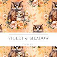 Cute Floral Owls | Seamless Pattern | Instant Download | Printable Digital | Surface Design | Sublim