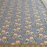 Flannel/Owls on lavender background cotton fabric