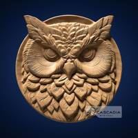 Owl Round - STL Model for CNC Router and 3D Printing