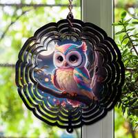 Cute Night Owl Wind Pastel Spinner Design Sublimation PNG for 8 inch To 10 inch Garden Spinner Art D