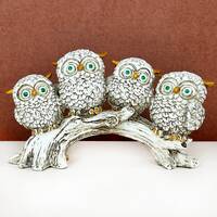 Charming Vintage Owl Family Tree Showpiece, Handmade Sculpture, Wedding Personalized Gift Idea, Whim