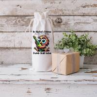 Reusable Wine Bag: Owl Design - Drawstring Closure