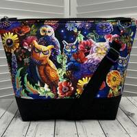 Owls Crossbody Bag Floral Owls Shoulder Bag Rainbow Tote Bag Raptors Tote Bag Ready To Ship