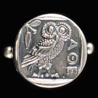 Athena's Owl Ring in Sterling Silver - Size 7 3/4 - Athena's Iconic Symbol - Handcrafted Sil
