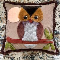 70’s Fuzzy Owl Throw Pillow