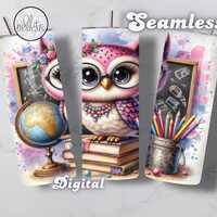 Cute Owl Teacher Wrap 20 OZ Skinny Tumbler Wrap Sublimation Design School Tumbler PNG Teacher Apprec