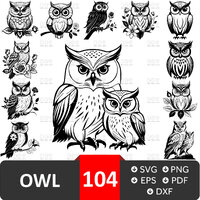 Owl SVG Bundle: Floral Owl Clipart, Laser Cut Files (Digital Download)