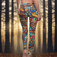 Owl Leggings, Owl Lover Leggings, Bird Lover Gift, Festival Leggings, Festival Outfit, Yoga Birthday