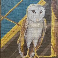 Barn Owl tapestry canvas, Baxtergrafik Australia, unworked vintage