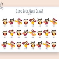 Personalised Owls Print, End of Year Gift for Students, Teacher Appreciation Gift, Class Present, St