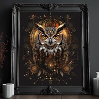 Victorian Gothic Owl Art Print: Dark Academia Decor (Digital Download)