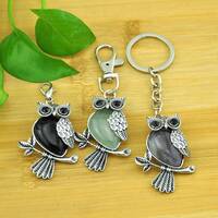 Crystal Owl Pendant keychain, Wise Owl keychain,Gemstone Owl Pendant Necklace,Healing Crystal,Animal