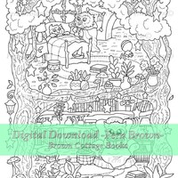 Owl Home Animals Coloring Page Instant Download Printable File Line Art (JPEG) by Fern Brown - Hand-