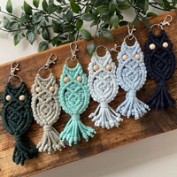 Macrame owl keychain / handmade / keyring / bag accessories / boho / gift / teacher gift