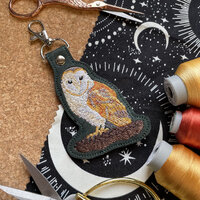 Barn Owl Machine Embroidered Keychain