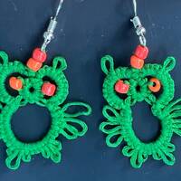 Hand Tatted Owl Earrings - TOE-6151