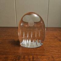 Vintage Crystal Glass Modern Minimalistic Owl Spode Art Glass Figurine - 4" H x 3.5" W