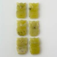 2 Pcs Olive Jade Serpentine Carved Owl Beads, 27x17mm, Qty 1 Pair, Large Pendant/Focal Bead for Neck