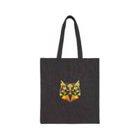 Prismatic Owl Cotton Canvas Tote Bag: Colorful Logo Shopper